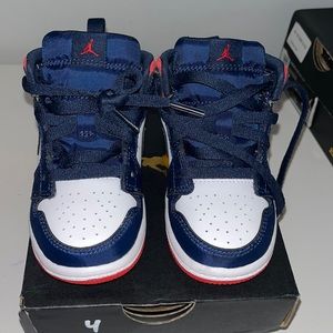 COPY - Jordan 1 Mid brand new boy/girl size 7C white red and blue